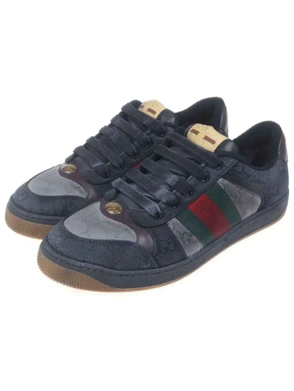 Gucci Screener GG Canvas Low Cut Sneakers Black Green